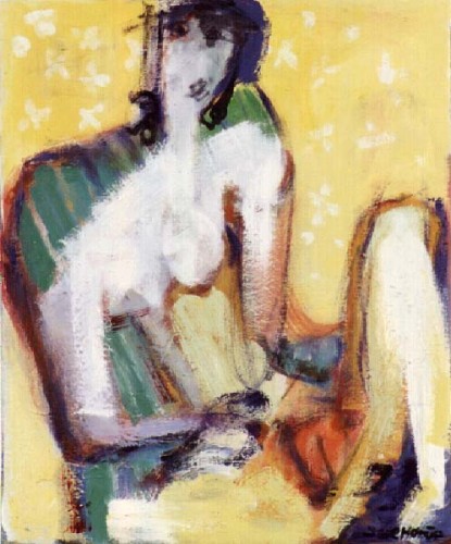 Fotograf: Eget foto
Værk  titel: Dame med gul baggrund 
Værk  type: Maleri 
Materiale: Olie på lærred 
Færdiggjort: 1994 