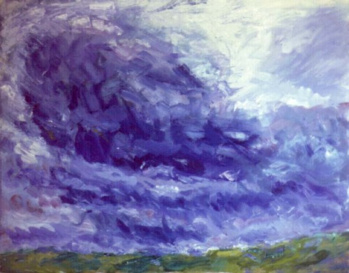 Fotograf: Eget foto
Værk  titel: Drivende skyer 
Værk  type: Maleri 
Materiale: Olie på lærred 
Størrelse: 160 x 200 cm 
Færdiggjort: 1993 