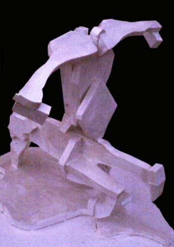 Fotograf: Lars B. Petersen
Værk  titel: Apocalyptisk rytter 
Værk  type: Skulptur 
Materiale: MDF plade 
Størrelse: 40 x 30 x 55 cm 
Færdiggjort: 1996 