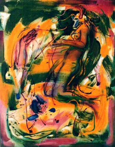 Fotograf: Jens Nielsen
Værk  titel: Grøn maske 
Værk  type: Maleri 
Materiale: Acryl/olie 
Størrelse: 92x122 cm 
Færdiggjort: 1988 