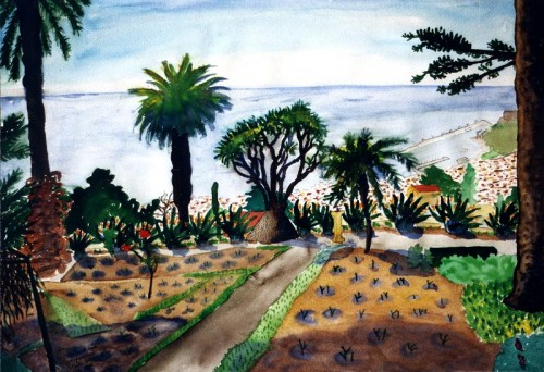 Fotograf: M&aring;rten BreumVærk  titel: Botanisk Have, Funchal Værk  type: Maleri Materiale: Akvarel p&aring; papir Størrelse: 45 x 65 cm Færdiggjort: 1997 &nbsp;&nbsp;