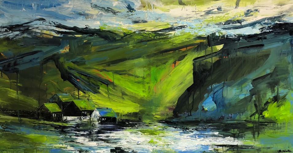 Village by the Sea. 
Painting on canvas - 60 x 120 cm.