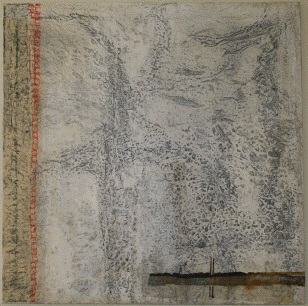 str. 100x100 cm.
materiale: kozo, shellak, akryl, grafit.
færdiggjort 2007.