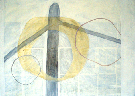 80x110 cm olie p&aring; l&aelig;rred 2001